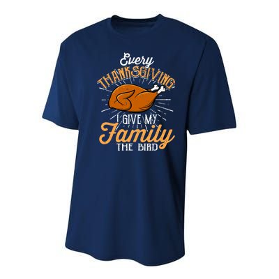 Every Thanksgiving I Give My Family The Bird Funny Turkey Youth Performance Sprint T-Shirt