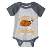 Every Thanksgiving I Give My Family The Bird Funny Turkey Infant Baby Jersey Bodysuit