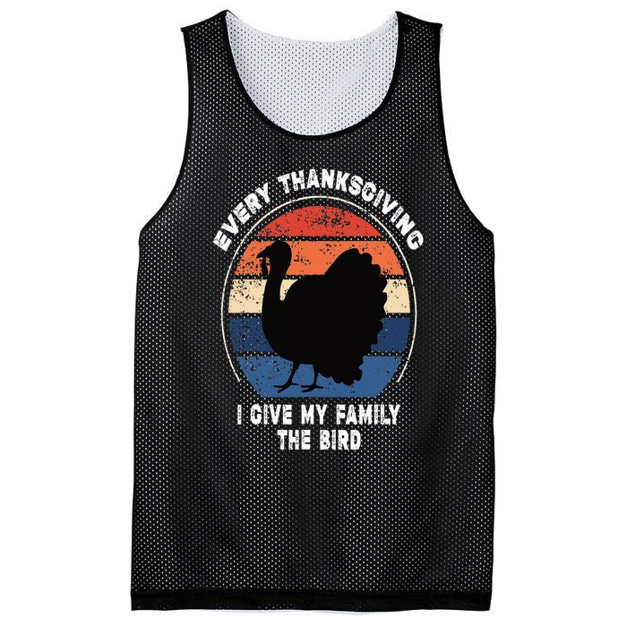 Every Thanksgiving I Give My Family The Bird Funny Mesh Reversible Basketball Jersey Tank