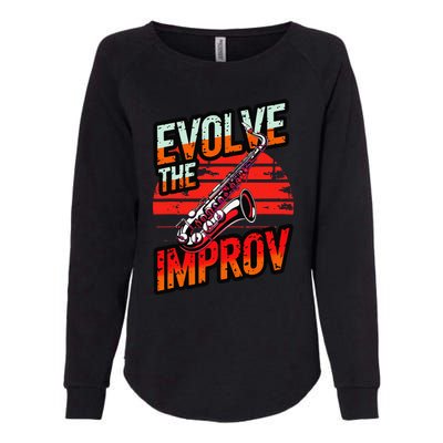 Evolve The Improve Funny Saxophone Womens California Wash Sweatshirt