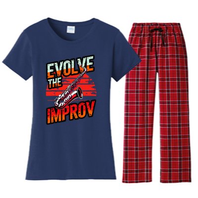 Evolve The Improve Funny Saxophone Women's Flannel Pajama Set