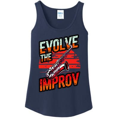 Evolve The Improve Funny Saxophone Ladies Essential Tank