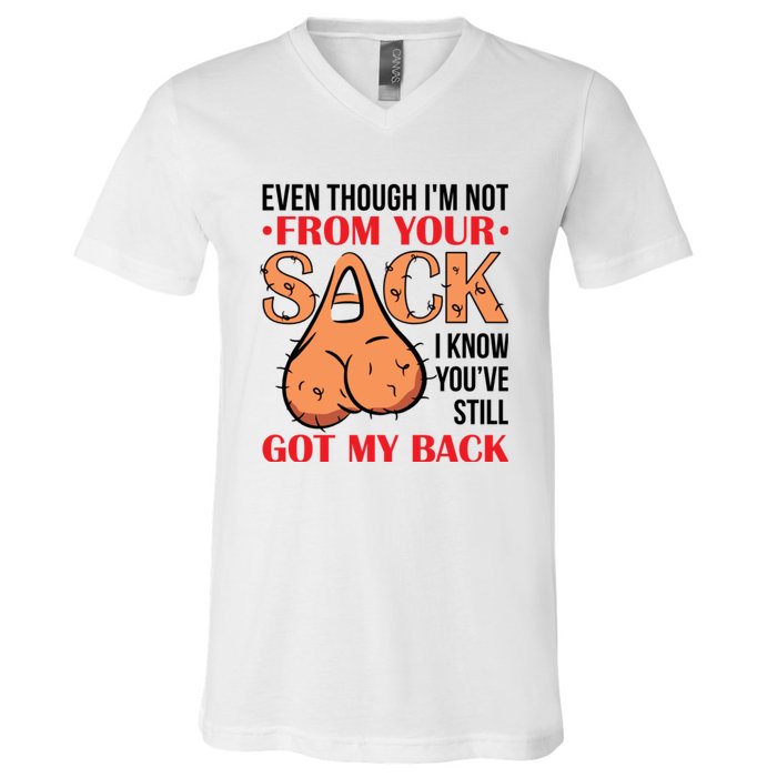 Even Though I Am Not From Your Sack Funny Step Father V-Neck T-Shirt