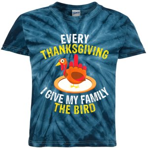 Every Thanksgiving I Give My Family The Bird A Funny Turkey Kids Tie-Dye T-Shirt