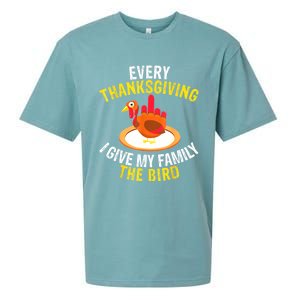 Every Thanksgiving I Give My Family The Bird A Funny Turkey Sueded Cloud Jersey T-Shirt