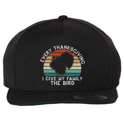 Every Thanksgiving I Give My Family The Bird Funny Wool Snapback Cap