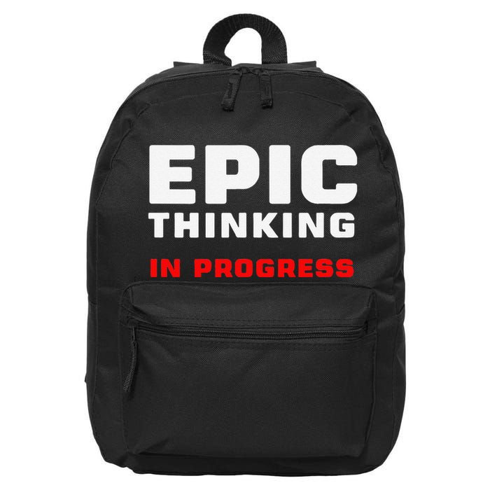Epic Thinking In Progress Big Ideas Introvert Nerd Joke Meme 16 in Basic Backpack