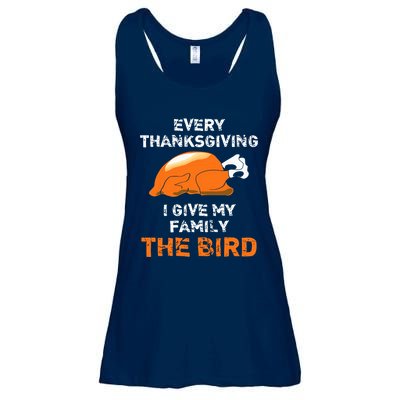 Every Thanksgiving I Give My Family The Bird A Funny Turkey Ladies Essential Flowy Tank