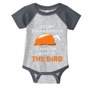 Every Thanksgiving I Give My Family The Bird A Funny Turkey Infant Baby Jersey Bodysuit