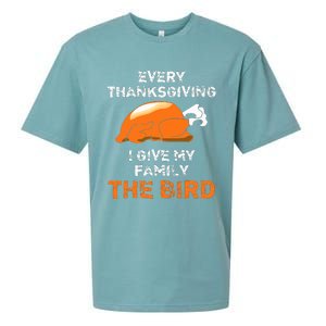 Every Thanksgiving I Give My Family The Bird A Funny Turkey Sueded Cloud Jersey T-Shirt