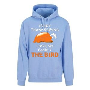 Every Thanksgiving I Give My Family The Bird A Funny Turkey Unisex Surf Hoodie