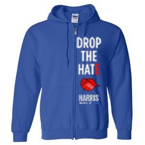 Drop the Hate - No MAGA Hat Vote Kamala Harris Tim Walz '24  Full Zip Hoodie