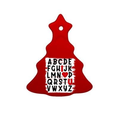 English Teacher Love Cute Alphabet Teaching Valentine's Day Gift Ceramic Tree Ornament