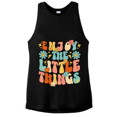 Enjoy The Little Things Positive Sayings Groovy Retro  Ladies PosiCharge Tri-Blend Wicking Tank