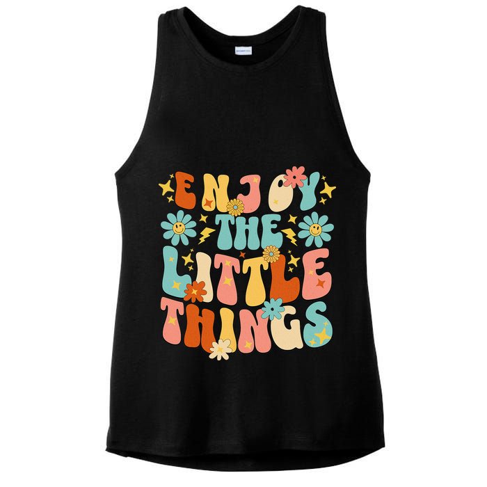 Enjoy The Little Things Positive Sayings Groovy Retro  Ladies PosiCharge Tri-Blend Wicking Tank