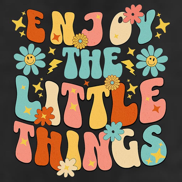Enjoy The Little Things Positive Sayings Groovy Retro  Cool Comfort Performance Bucket Hat