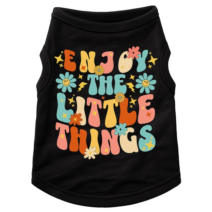Enjoy The Little Things Positive Sayings Groovy Retro  Doggie Tank