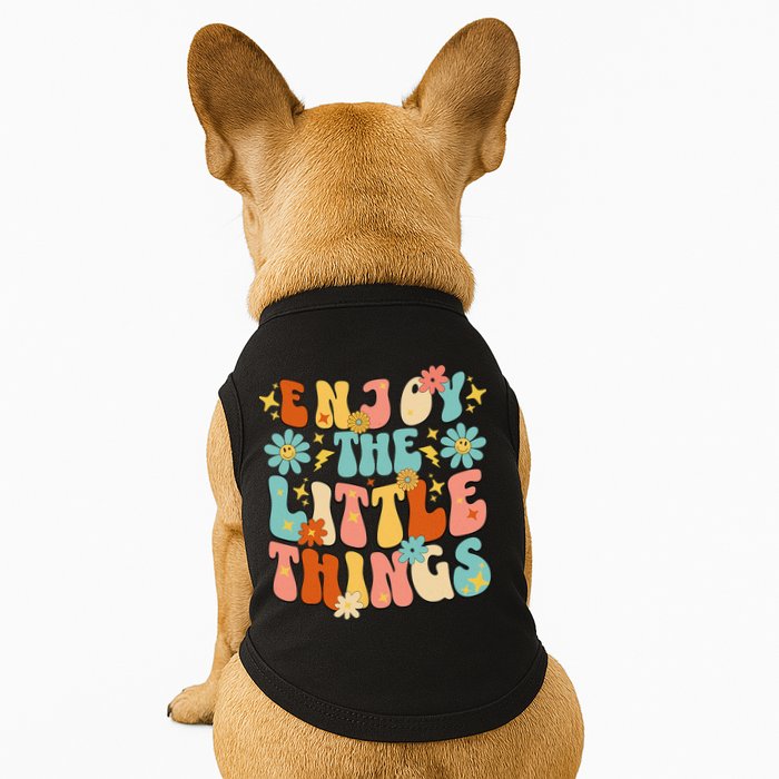 Enjoy The Little Things Positive Sayings Groovy Retro  Doggie Tank
