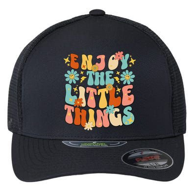 Enjoy The Little Things Positive Sayings Groovy Retro  Flexfit Unipanel Trucker Cap