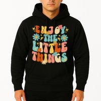 Enjoy The Little Things Positive Sayings Groovy Retro  Hoodie