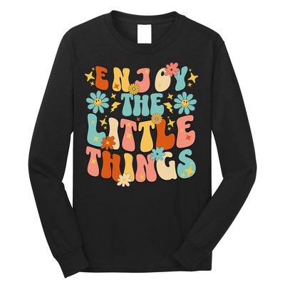 Enjoy The Little Things Positive Sayings Groovy Retro  Long Sleeve Shirt