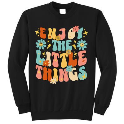 Enjoy The Little Things Positive Sayings Groovy Retro  Sweatshirt
