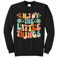 Enjoy The Little Things Positive Sayings Groovy Retro  Sweatshirt