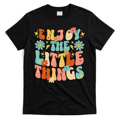 Enjoy The Little Things Positive Sayings Groovy Retro  T-Shirt