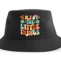 Enjoy The Little Things Positive Sayings Groovy Retro  Sustainable Bucket Hat