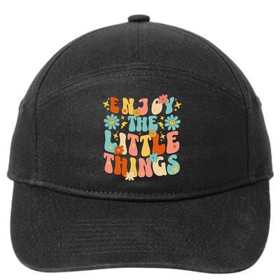 Enjoy The Little Things Positive Sayings Groovy Retro  7-Panel Snapback Hat