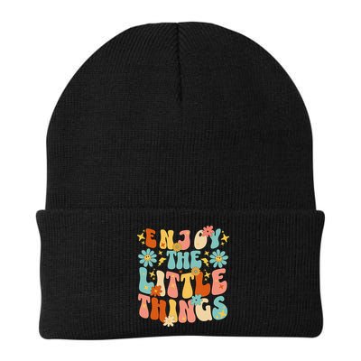 Enjoy The Little Things Positive Sayings Groovy Retro  Beanie