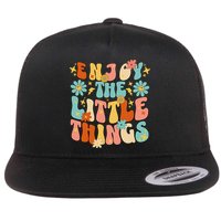 Enjoy The Little Things Positive Sayings Groovy Retro  Flatbill Hat