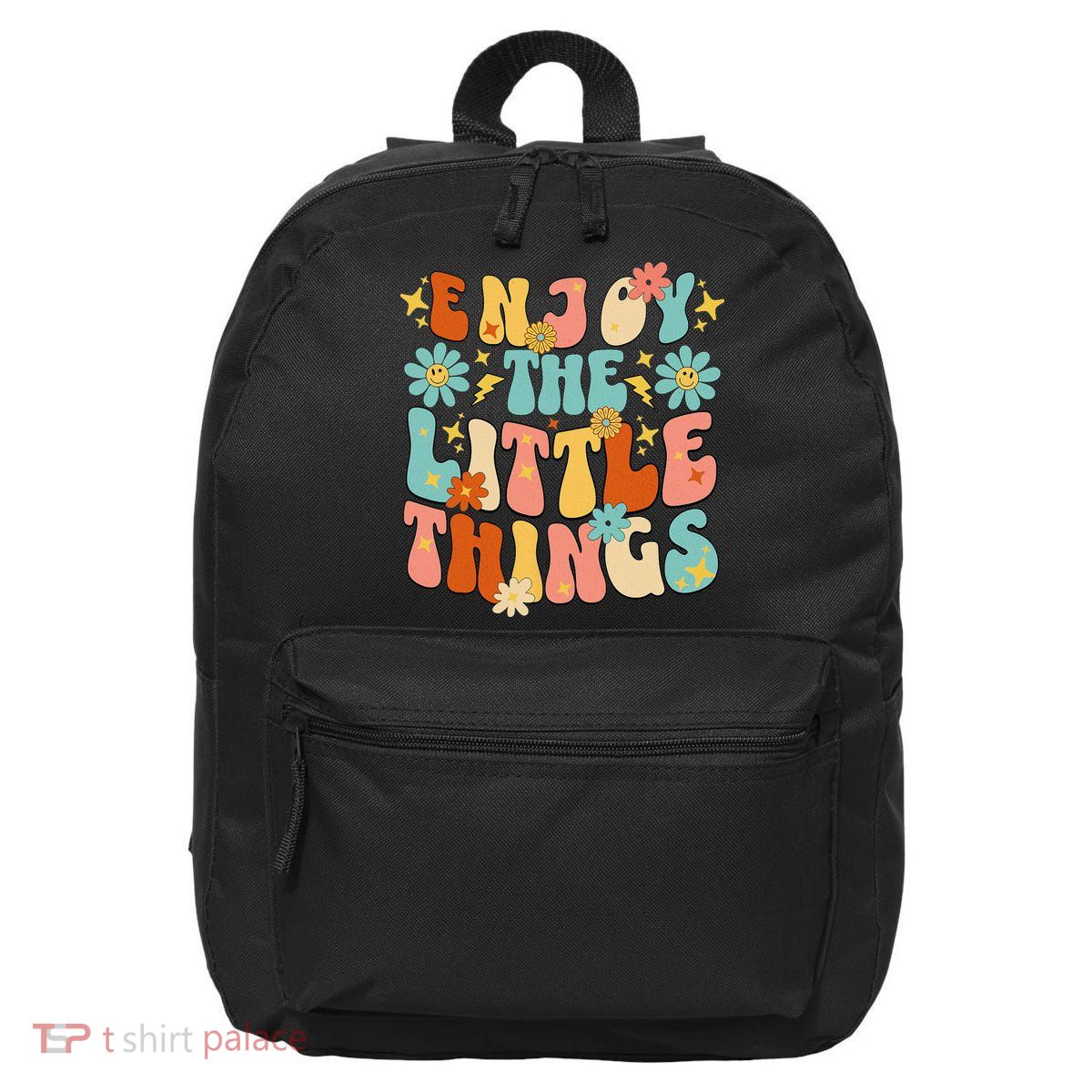 Enjoy The Little Things Positive Sayings Groovy Retro  16 in Basic Backpack