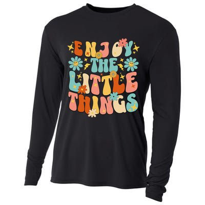 Enjoy The Little Things Positive Sayings Groovy Retro  Cooling Performance Long Sleeve Crew