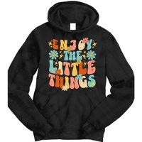 Enjoy The Little Things Positive Sayings Groovy Retro  Tie Dye Hoodie