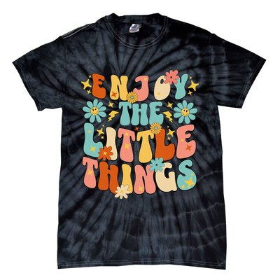 Enjoy The Little Things Positive Sayings Groovy Retro  Tie-Dye T-Shirt