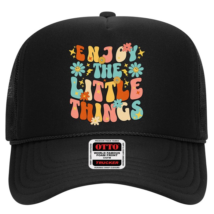 Enjoy The Little Things Positive Sayings Groovy Retro  Hat
