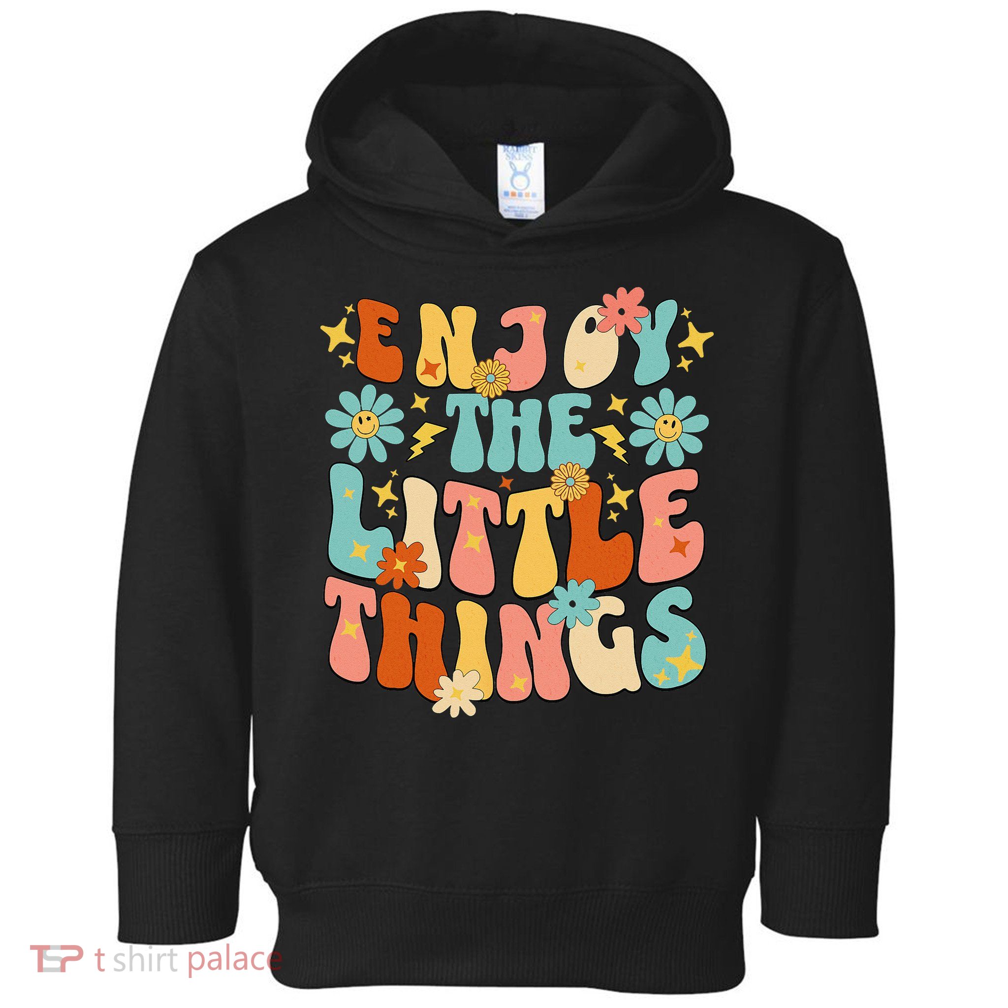 Enjoy The Little Things Positive Sayings Groovy Retro  Toddler Hoodie