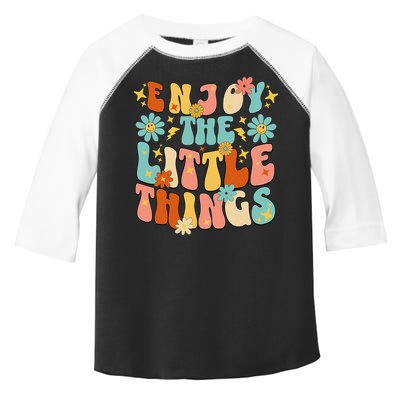 Enjoy The Little Things Positive Sayings Groovy Retro  Toddler Fine Jersey T-Shirt