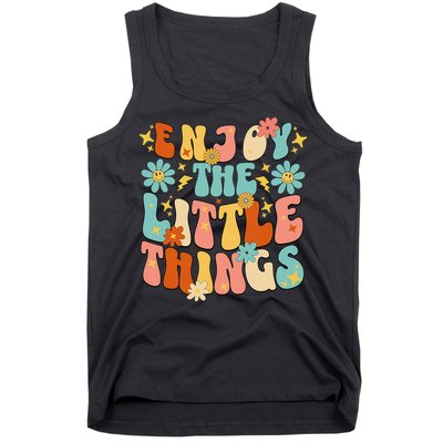Enjoy The Little Things Positive Sayings Groovy Retro  Tank Top