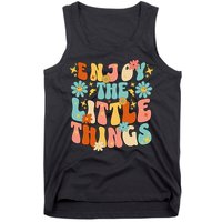 Enjoy The Little Things Positive Sayings Groovy Retro  Tank Top