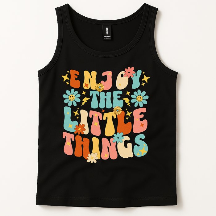 Enjoy The Little Things Positive Sayings Groovy Retro  Tank Top