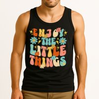 Enjoy The Little Things Positive Sayings Groovy Retro  Tank Top