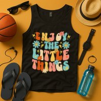 Enjoy The Little Things Positive Sayings Groovy Retro  Tank Top