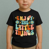 Enjoy The Little Things Positive Sayings Groovy Retro  Toddler T-Shirt