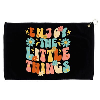 Enjoy The Little Things Positive Sayings Groovy Retro  Grommeted Golf Towel