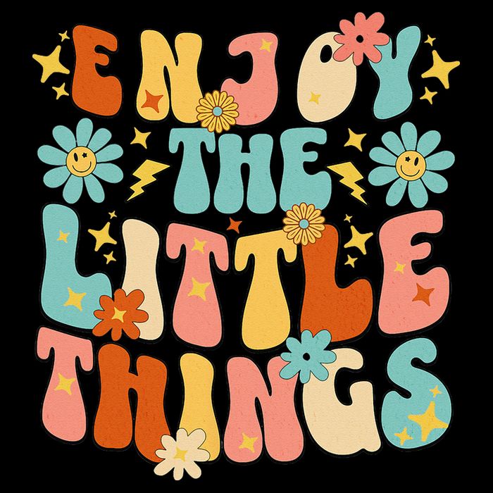 Enjoy The Little Things Positive Sayings Groovy Retro  Visor