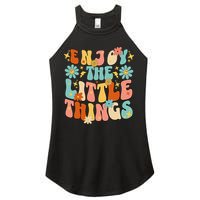 Enjoy The Little Things Positive Sayings Groovy Retro  Women's Perfect Tri Rocker Tank