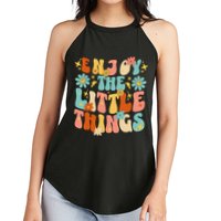 Enjoy The Little Things Positive Sayings Groovy Retro  Women's Perfect Tri Rocker Tank