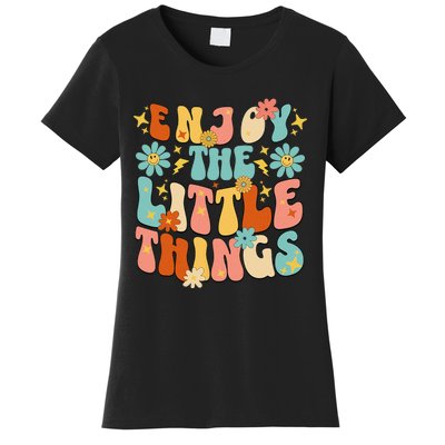 Enjoy The Little Things Positive Sayings Groovy Retro  Women's T-Shirt